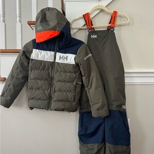 Helly Hansen Kids Legend Jacket and No Limit Ski pants - Olive and Navy